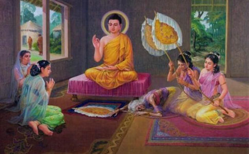 释迦牟尼佛的手势之说法像：跏趺坐，手结说法印。即左手横放在左脚上，右手向上屈指呈环形。