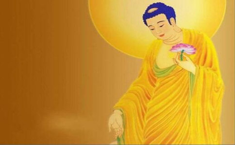阿弥陀佛的手势之接引：右手下垂，掌心向前作与愿印，左手持金莲台置于胸前。