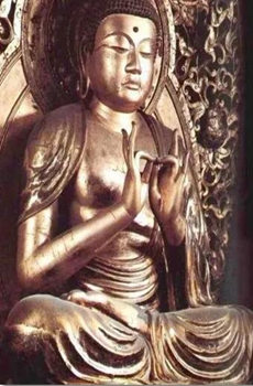 阿弥陀佛的手势之说法印：两手当胸，两掌掌心向外并列。